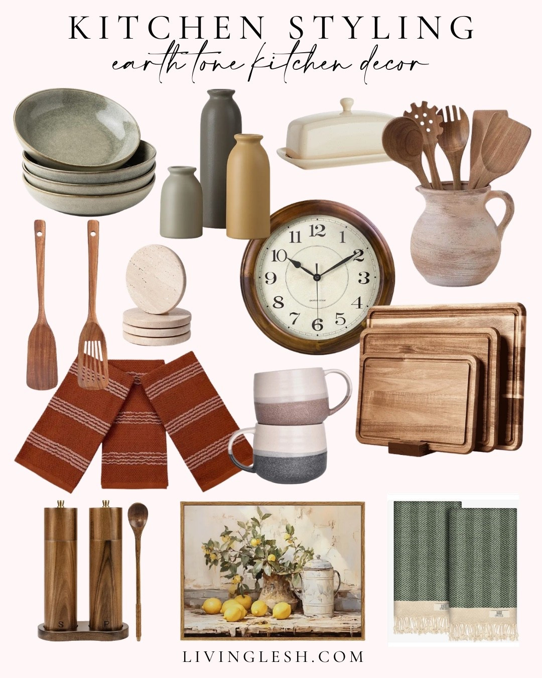 Earth tone kitchen | kitchen decor | Amazon finds | Amazon home | home decor | kitchen decor | kitchen finds | kitchen must haves | earth tones | clock | kitchen towels 

#LTKHome #LTKSaleAlert