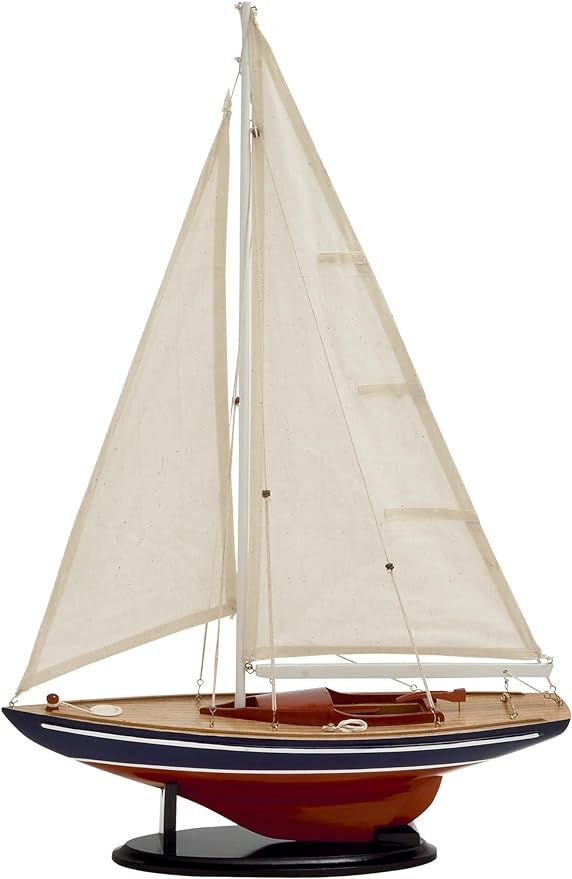 Deco 79 Wood Sail Boat Sculpture with Lifelike Rigging, 17" x 5" x 26", Dark Brown | Amazon (US)