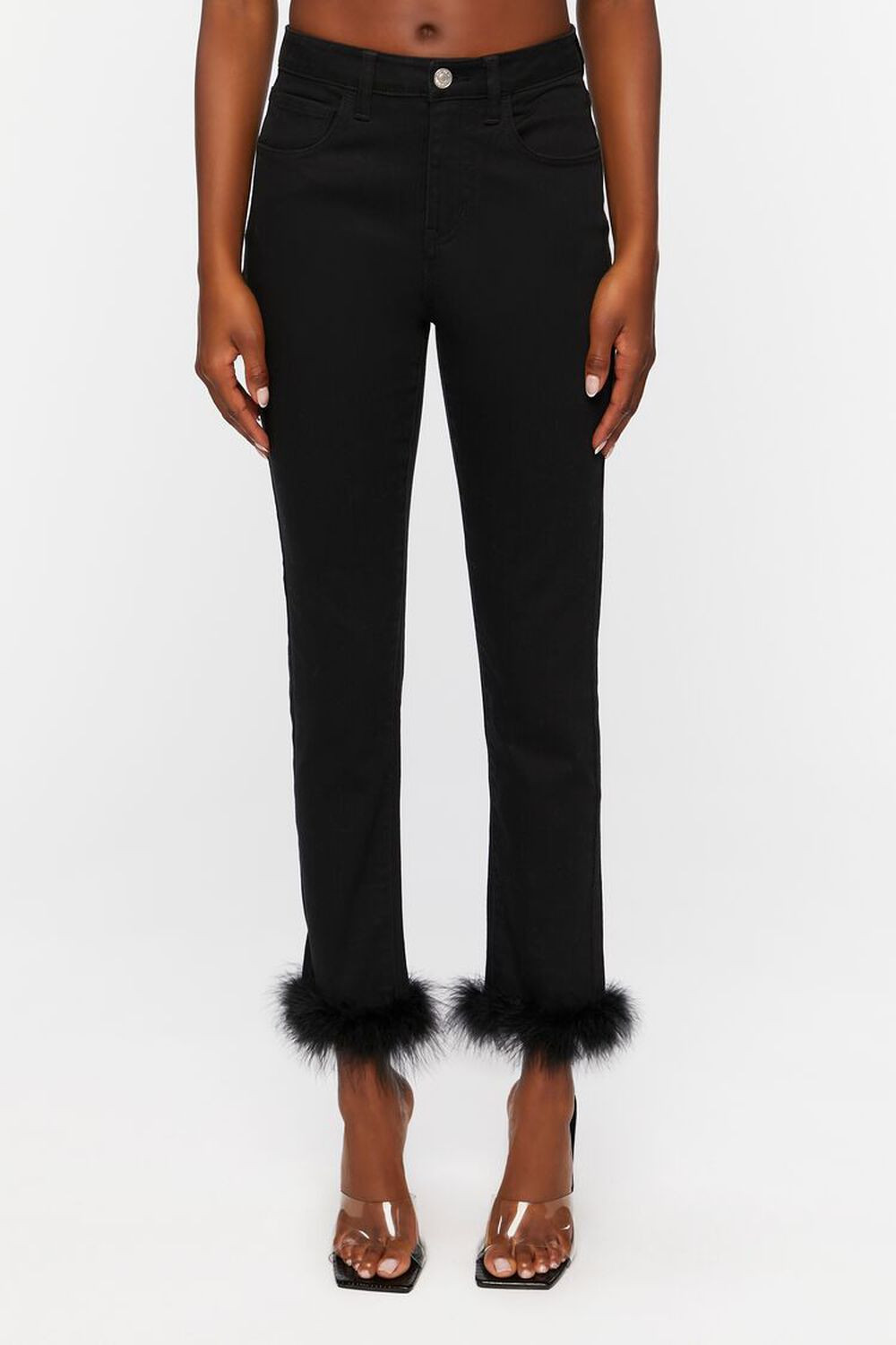 Faux Feather-Hem Jeans | Forever 21 (US)
