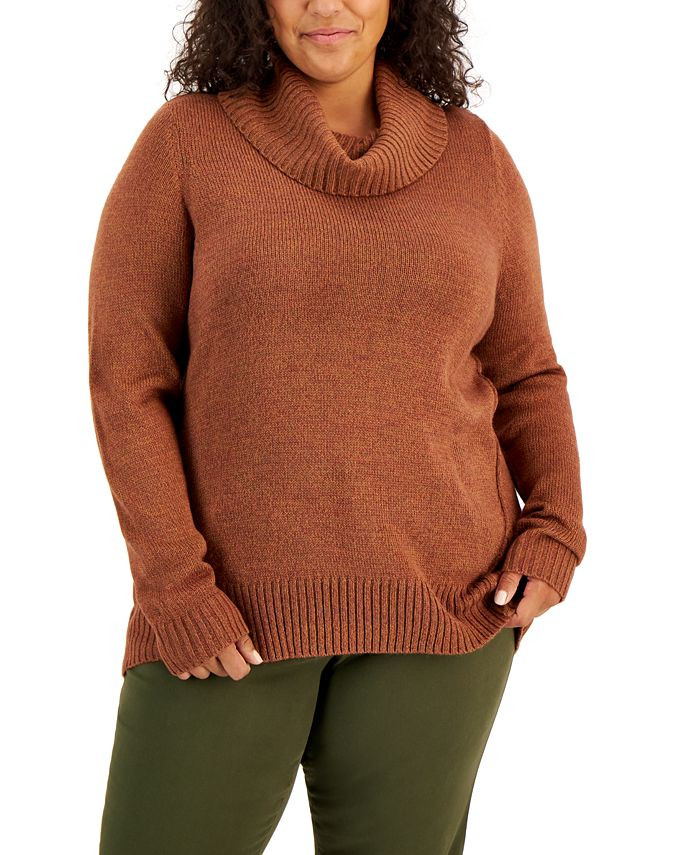 Plus Size Seam-Detail Cowlneck Sweater, Created for Macy's | Macys (US)
