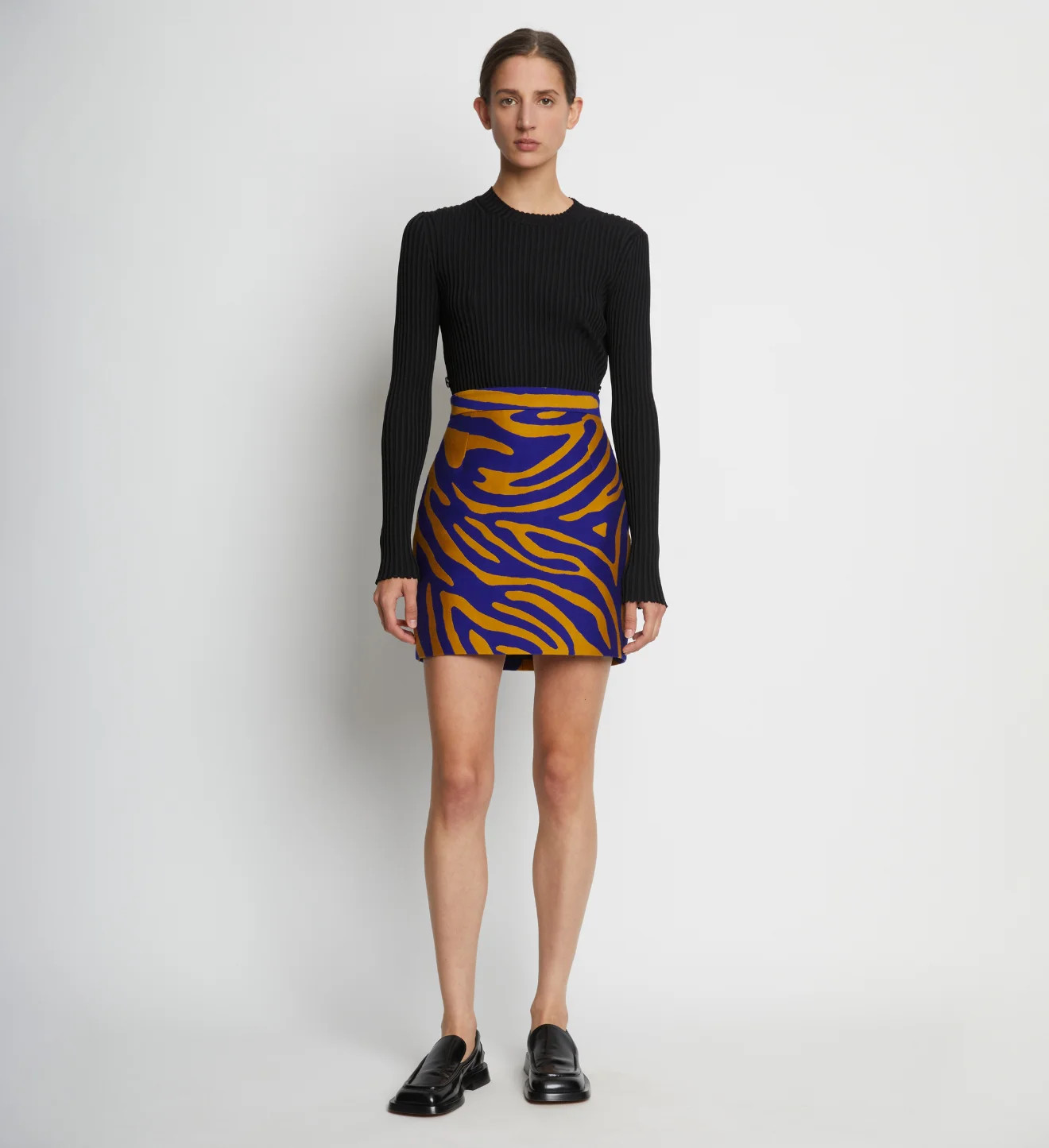 Zebra Cotton Jacquard Skirt in cobalt/bronze | Proenza Schouler | Proenza Schouler LLC