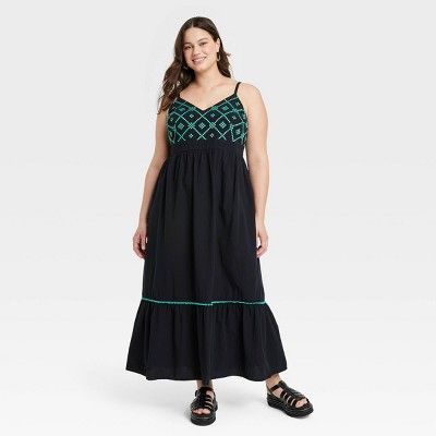 Women's Plus Size Sleeveless Embroidered Bodice Dress - Ava & Viv™ | Target