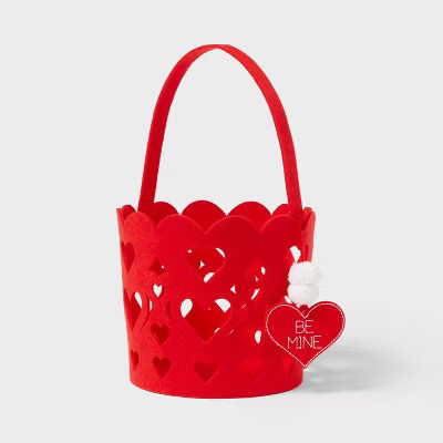 Felt Heart Valentine's Day Basket Red - Spritz™ | Target