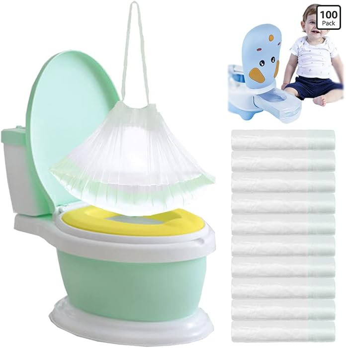 100 Pack Potty Chair Liners Disposable,Drawstring Training Toilet Seat Liner Bags Cleaning Bag fo... | Amazon (US)