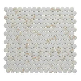 Marble Essence Onyx 12.32 in. x 11.42 in. Penny Round Glass Mesh-Mounted Mosaic Tile (0.98 sq. ft... | The Home Depot