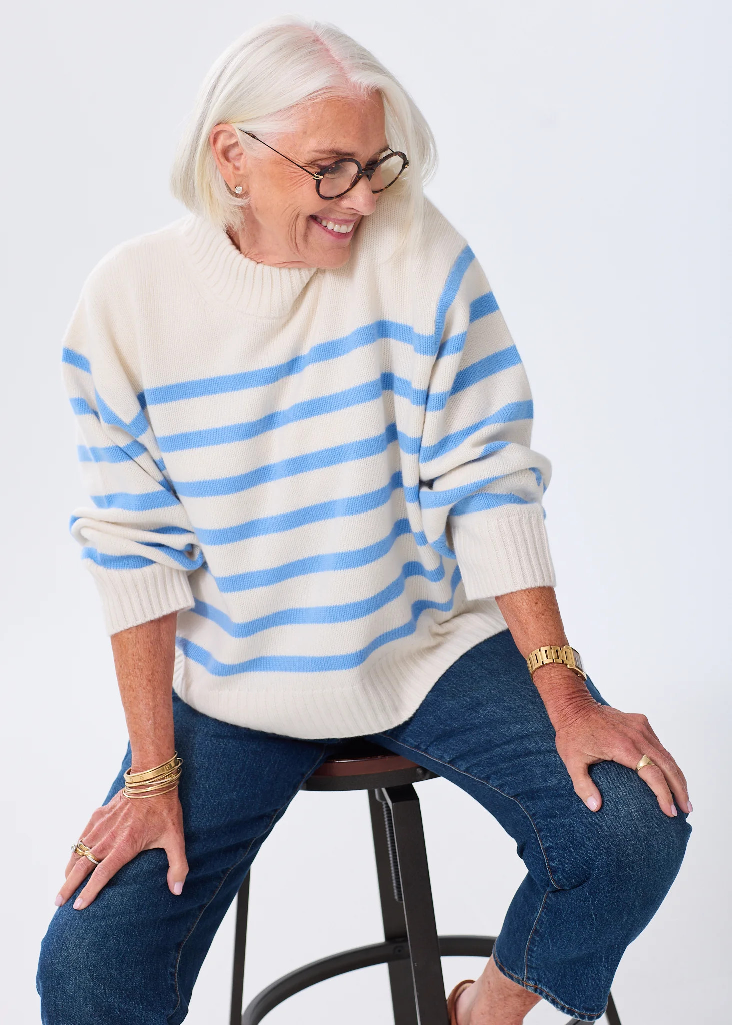 The Cashmere Crewneck - Striped | Alice Walk