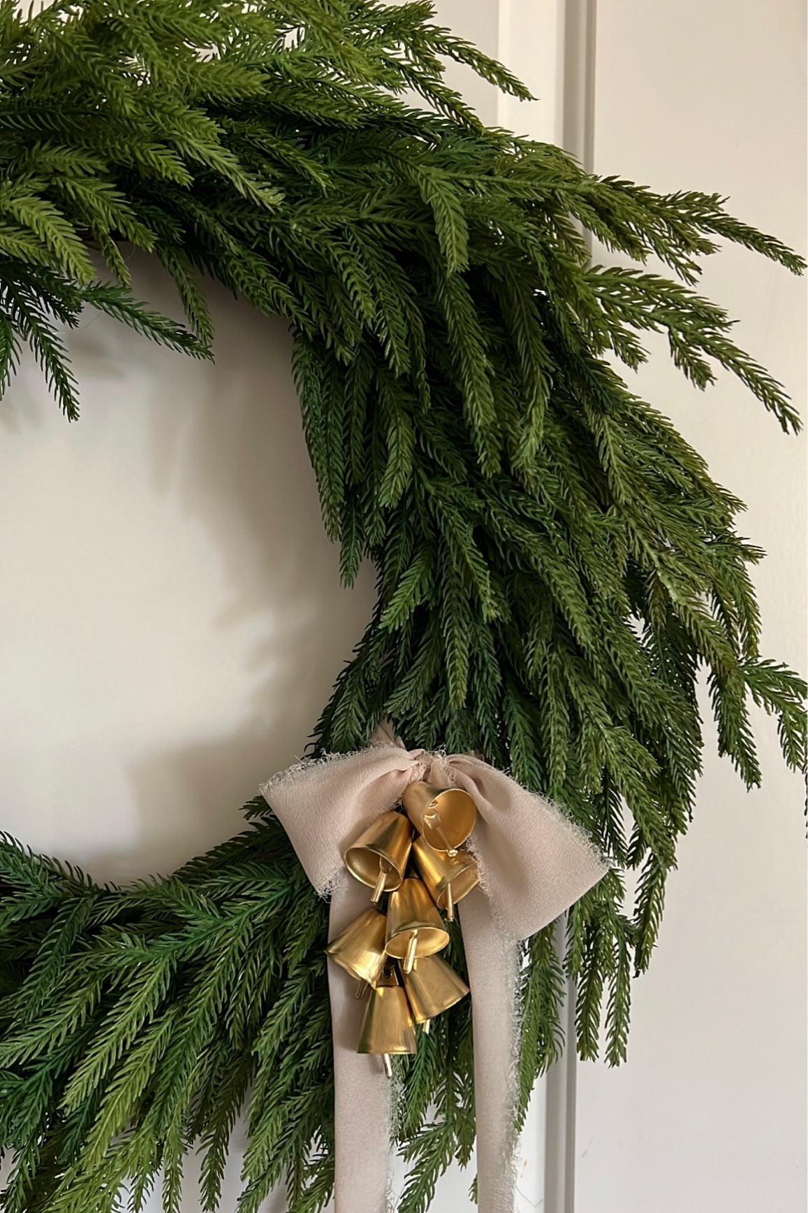 Afloral. Kirklands. Gold. Bell. Wreath. Bells. DIY. Style. Styling. Tips. Tip. Christmas. Holiday. Home. Decor. Neutral. Natural. Norfolk. Pine. Balsam. Real touch.

#LTKSeasonal #LTKhome #LTKHoliday