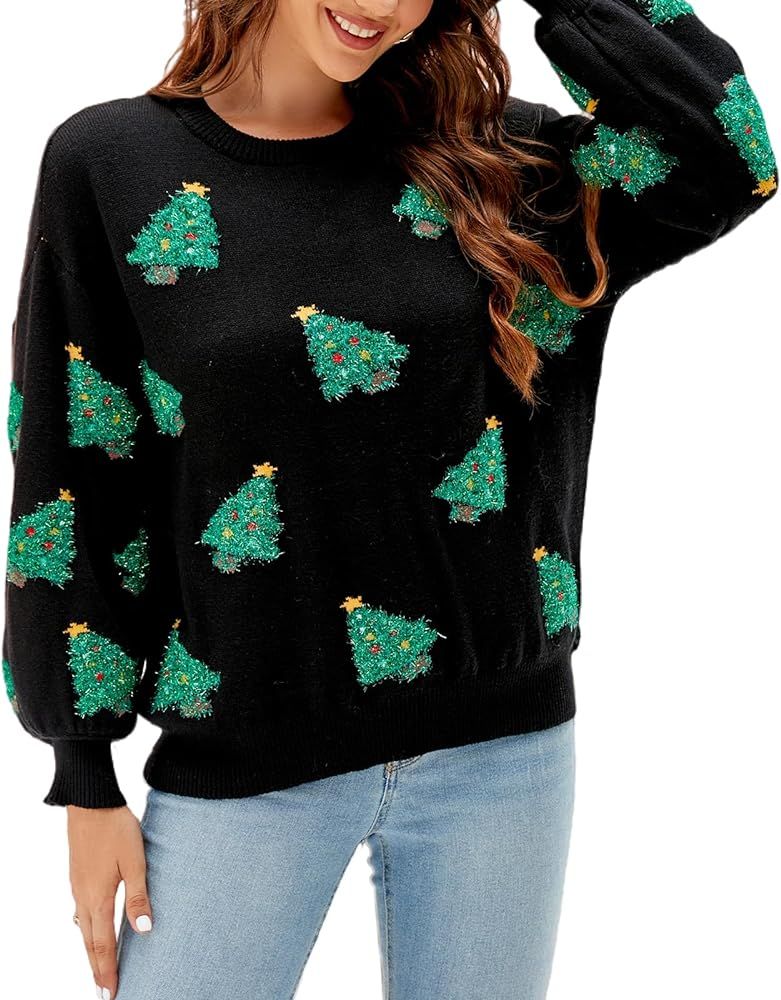 LUBOT 2023 Ugly Christmas Sweaters for Women Cute Fuzzy Funny Tacky Holiday Parties Knitted Pullo... | Amazon (US)