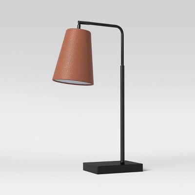 Covington Faux Leather Task Lamp Brown (Includes LED Light Bulb) - Threshold&#8482; | Target
