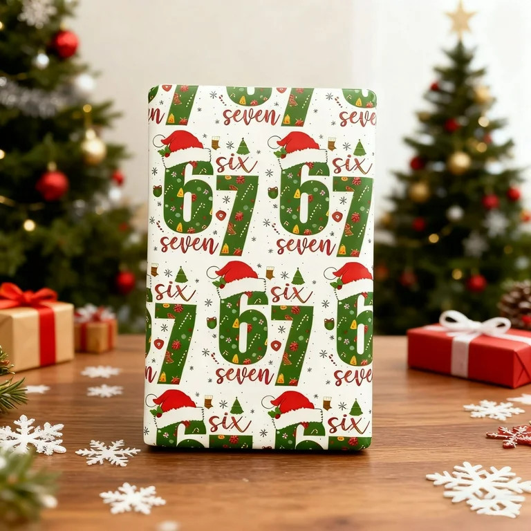 67 Christmas Wrapping Paper, 6 7 Funny Wrapping Paper Christmas, Xmas Gift Wrap, Santa 67 Meme Gi... | Walmart (US)