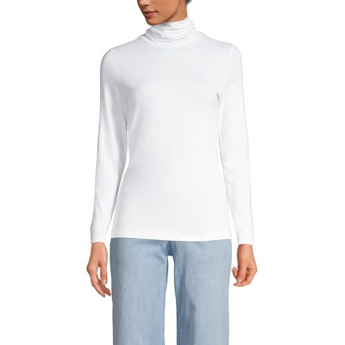 Lands' End Women LWCM Shaped Turtleneck White Tall Large | Amazon (US)