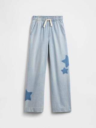 Kids High Rise Easy Pull-On Wide-Leg Jeans | Gap Factory