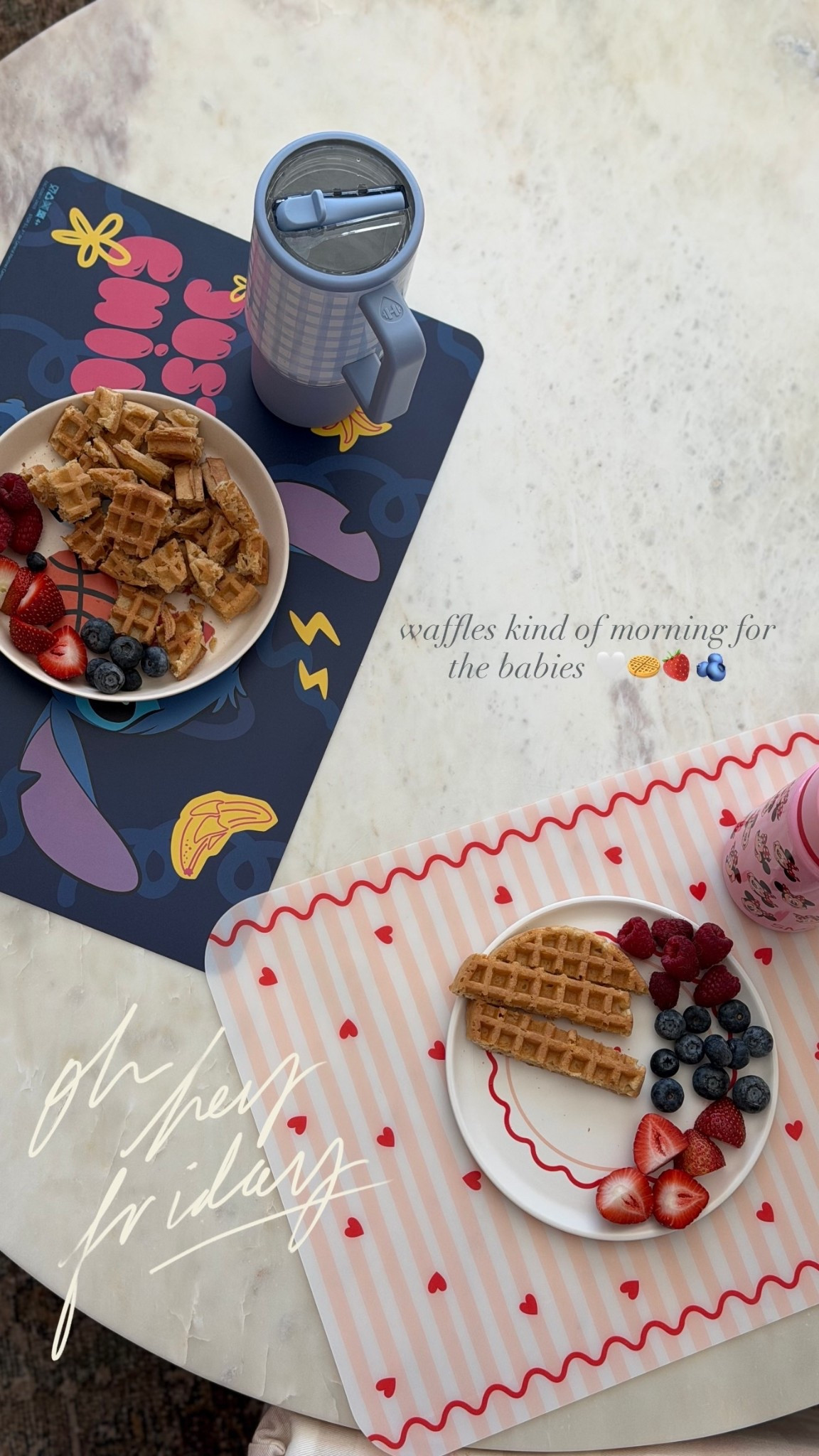 waffles kind of morning for the babies 🤍🧇🍓🫐