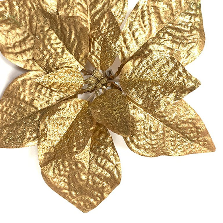 Gold Poinsettia Christmas Clip Ornament, 11 in, 0.43 oz, by Holiday Time | Walmart (US)