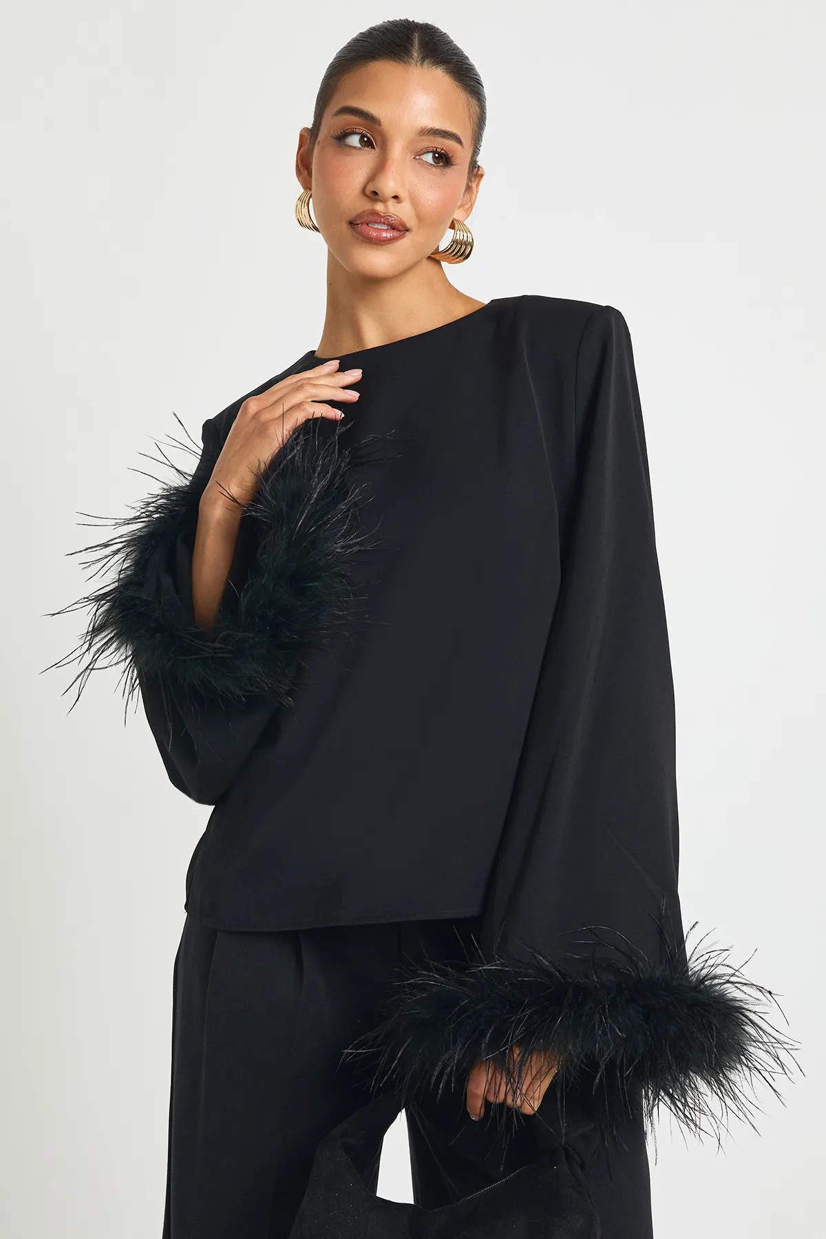 Feather Cuff Blouse | Boohoo.com (UK & IE)