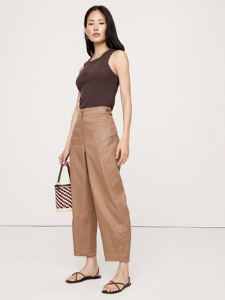 High-Rise Barrel Linen-Cotton Utility Pant | Banana Republic (US)