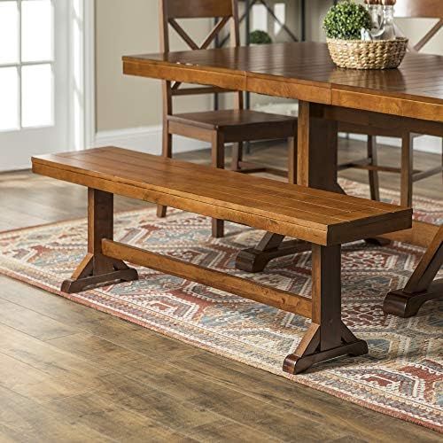 Walker Edison Furniture Solid Wood Brown Dining Bench | Amazon (US)