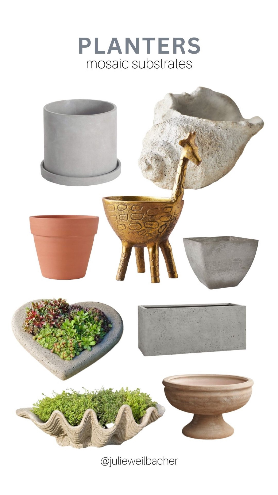 Add a touch of whimsy to your garden by creating a mosaic planter. From traditional to unusual….sometimes a little mosaic is all you need to enhance a planting vessel.

*Pro Tip: Make sure you use an adhesive that’s appropriate for outdoors. If you’re planning to grout your mosaic, choose a grout that’s fortified to withstand the changing weather conditions.

For mosaic tips, tutorials, inspiration, and so much more please visit my YouTube channel: YouTube.com/julieweilbacher. 

Follow @julieweilbacher on Instagram for all things mosaic including mixed media mosaic, mixed media art, stained glass art, stained glass mosaic, murrini, millefiori, arts and crafts, studio organization, crafts organization, arts and crafts organization, art space, art studio, mosaic studio, mosaic workshop, art workshop, stained glass storage, mosaic tesserae, mosaic materials, mosaic tile, mosaic glass tile, glass tile, glass rods, stained glass, vitreous glass, mosaic home decor, mosaic wall art, mosaic mirror, mosaic projects, mosaic candle holder, mosaic votive, mosaic table, mosaic flower pot, mosaic crafts, beginner art, mosaic workshop, beginner mosaic, fine crafts, broken tile crafts, broken tile mosaics, broken tile art, pique assiette, pique assiette mosaic, piccassiette, garden art, container gardening, gifts for gardeners, garden mosaics, outdoor art, outdoor decor, shell planter, shell bowl, concrete flower pot, concrete planter, terra cotta pot, gifaffe pot, heart bowl, cement heart planter, footed pot, footed planting vessel, modern planter box, cement rectangle planter box.


#LTKFind #LTKSeasonal #LTKhome