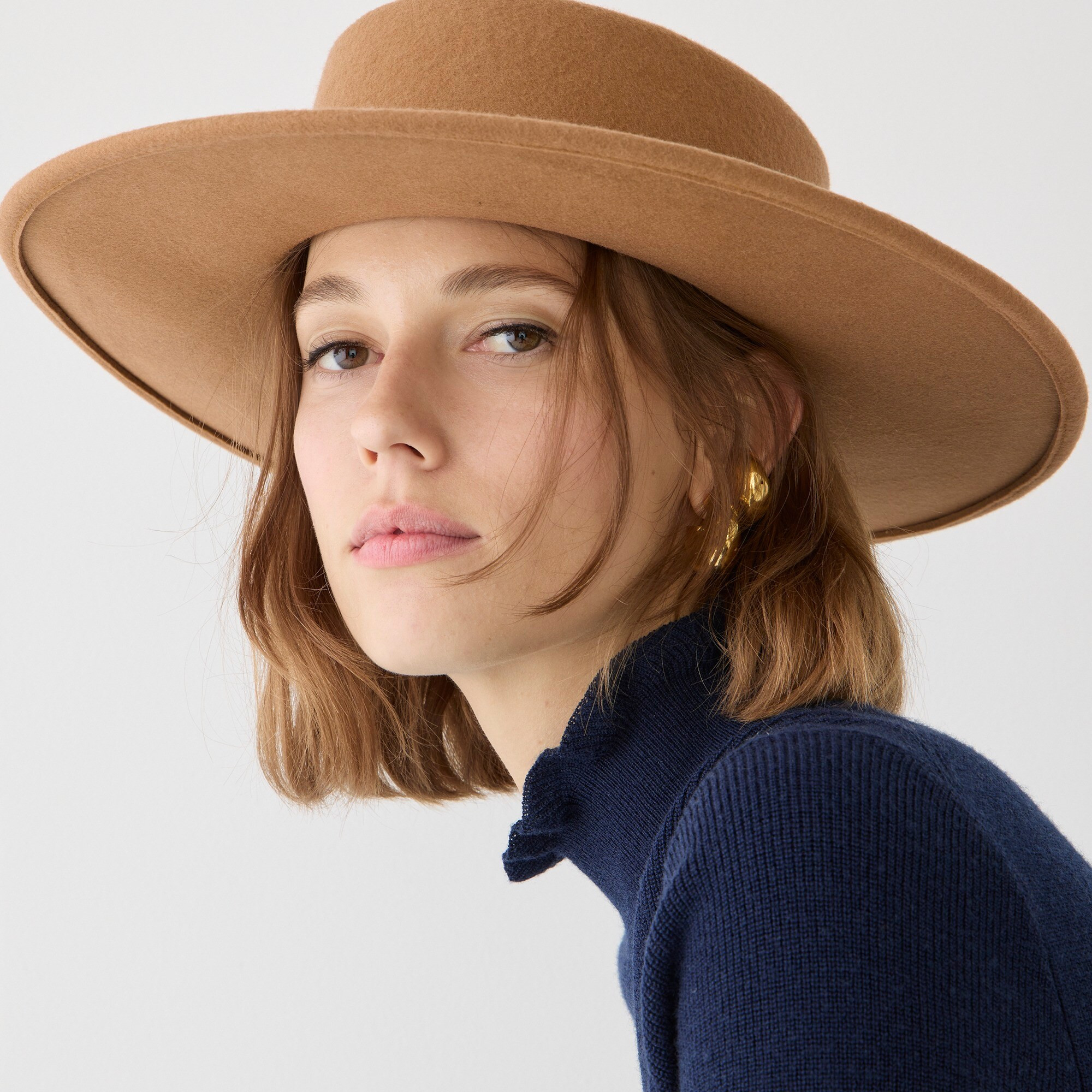 Contoured-crown wool boater hat | J. Crew US