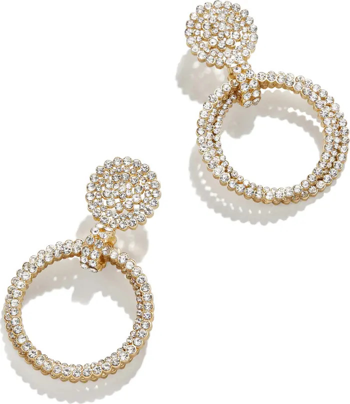 BaubleBar Pavé Crystal Frontal Hoop Earrings | Nordstrom | Nordstrom