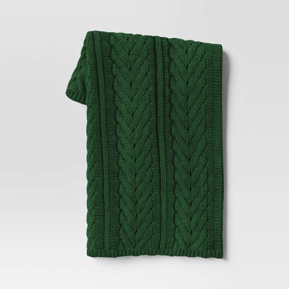 Wishbone Cable Knit Throw Blanket Green - Threshold™ | Target