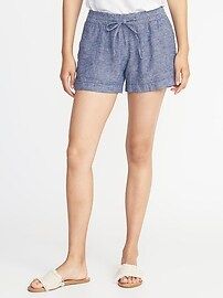Mid-Rise Linen-Blend Shorts for Women - 4 inch inseam | Old Navy US