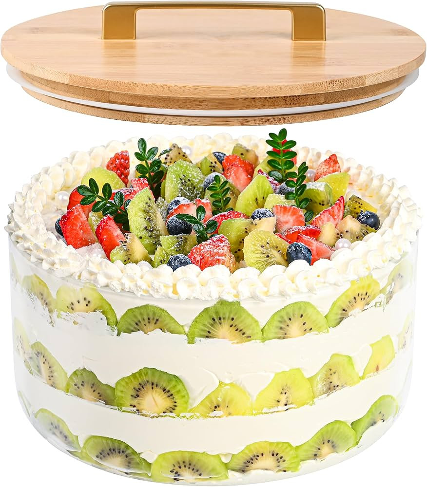 Glass Trifle Bowl with Airtight Lid, 197oz Large Salad Bowl, Glass Serving Bowl for Popcorn, Cake... | Amazon (US)