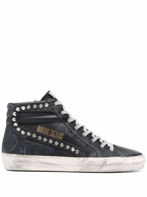 Slide distressed studded sneakers | Farfetch (US)