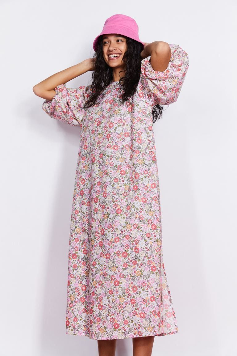 Puff-sleeved Dress Pink Dress Floral Dress Dresses Pastel Spring Dress Resort Wear Budget Fashion | H&M (US + CA)
