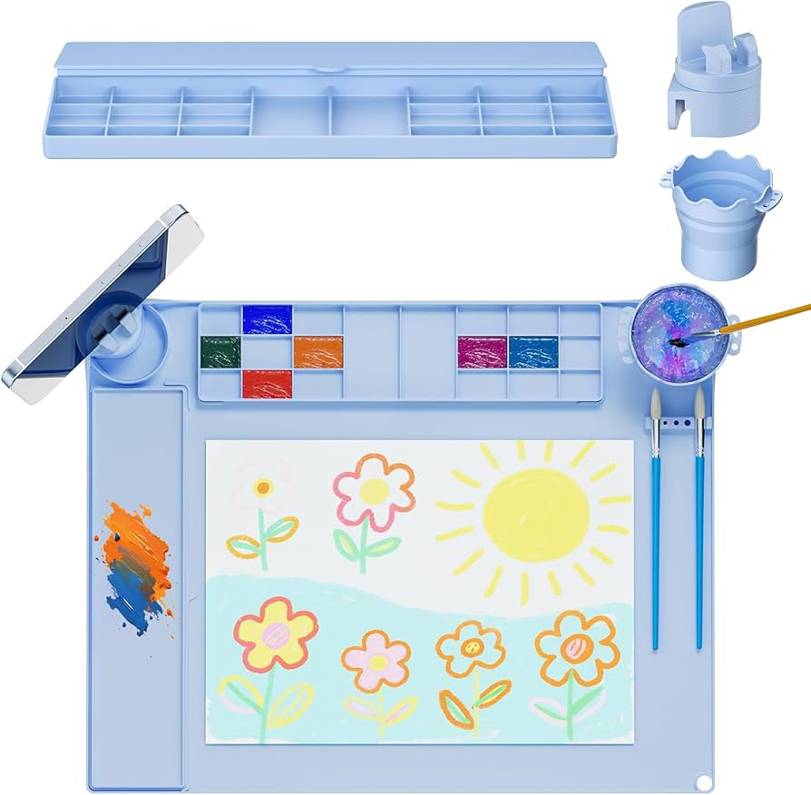 Silicone Art Mat for Kids Silicone Painting Mat Silicone Painting Station with Detachable Cup,Pal... | Amazon (US)