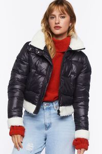 Faux Shearling-Trim Bomber Jacket | Forever 21 (US)