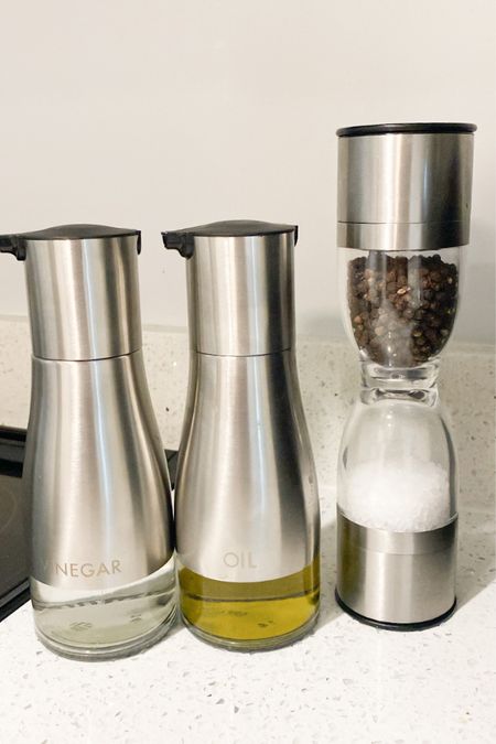 Amazon vinegar and oil stainless steel dispenser, salt and pepper grinder set, salt and pepper grinder one piece, oil dispenser

#LTKhome #LTKunder50 #LTKsalealert