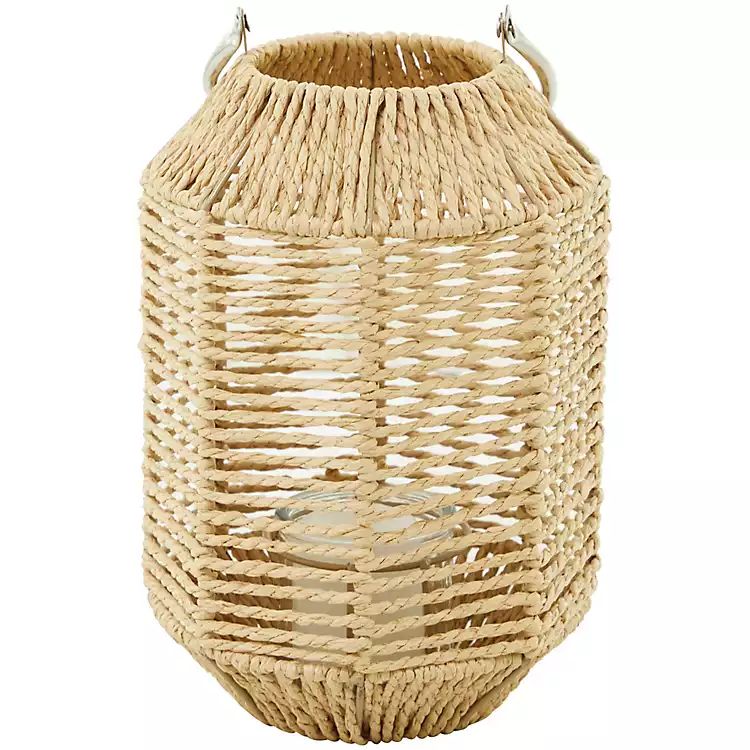 New! Natural Woven Lantern with Glass Holder, 12in. | Kirkland's Home