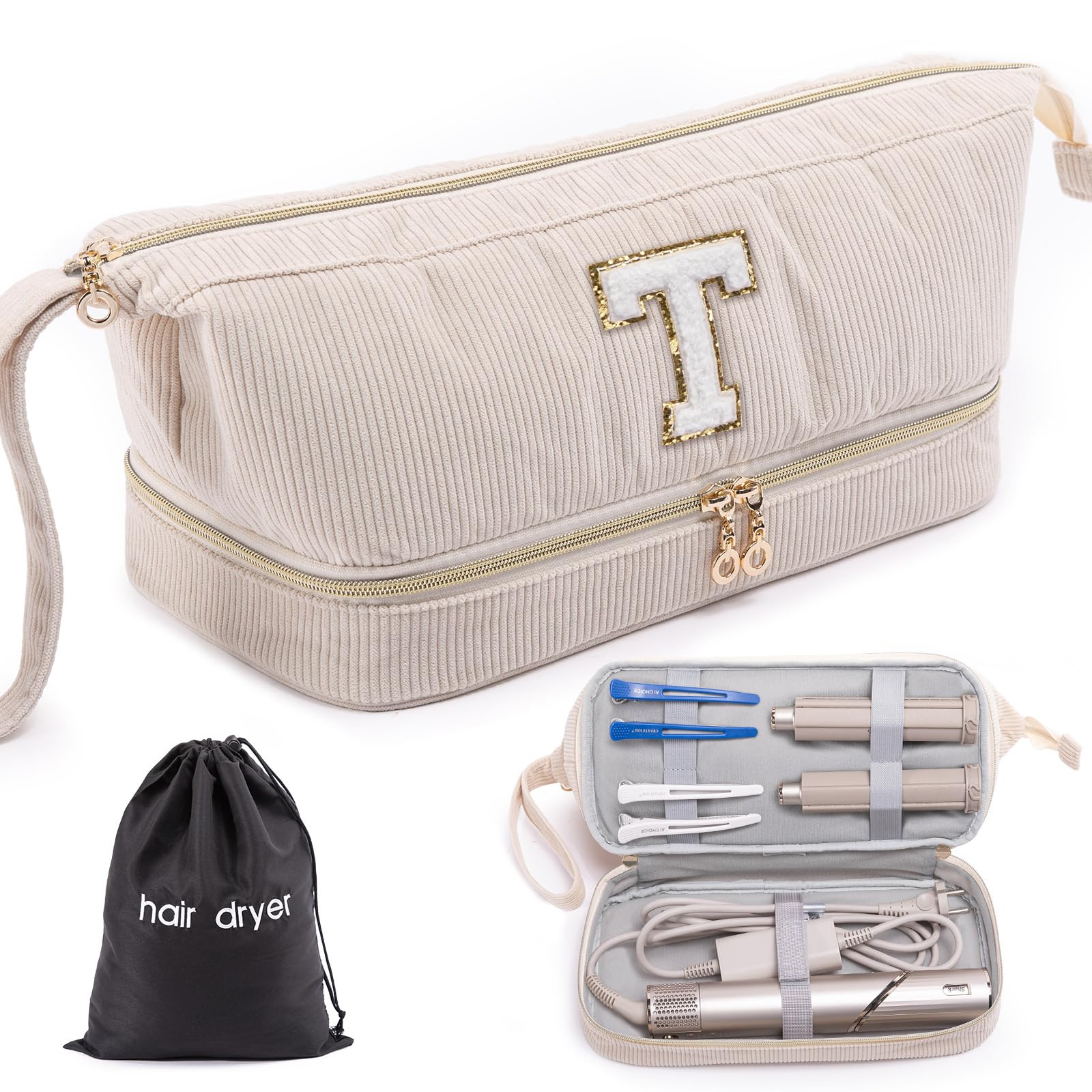 Initial Personalized Hair Dryer Case,Double-Layer Hair Tools Travel Carrying Case for Shark FlexS... | Amazon (US)