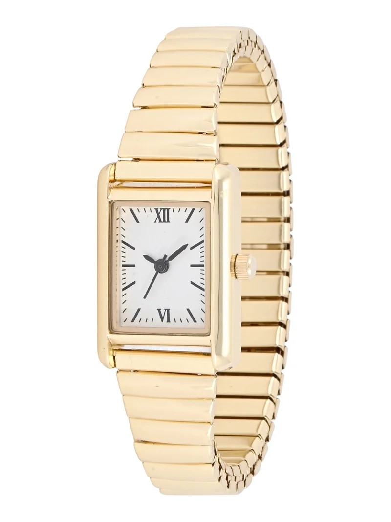 No Boundaries Adult Female Goldtone Tank Case Watch with Gold Link Bracelet. | Walmart (US)
