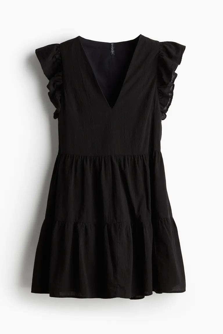Flutter-sleeved Easy-wear Dress - Black - Ladies | H&M US | H&M (US + CA)