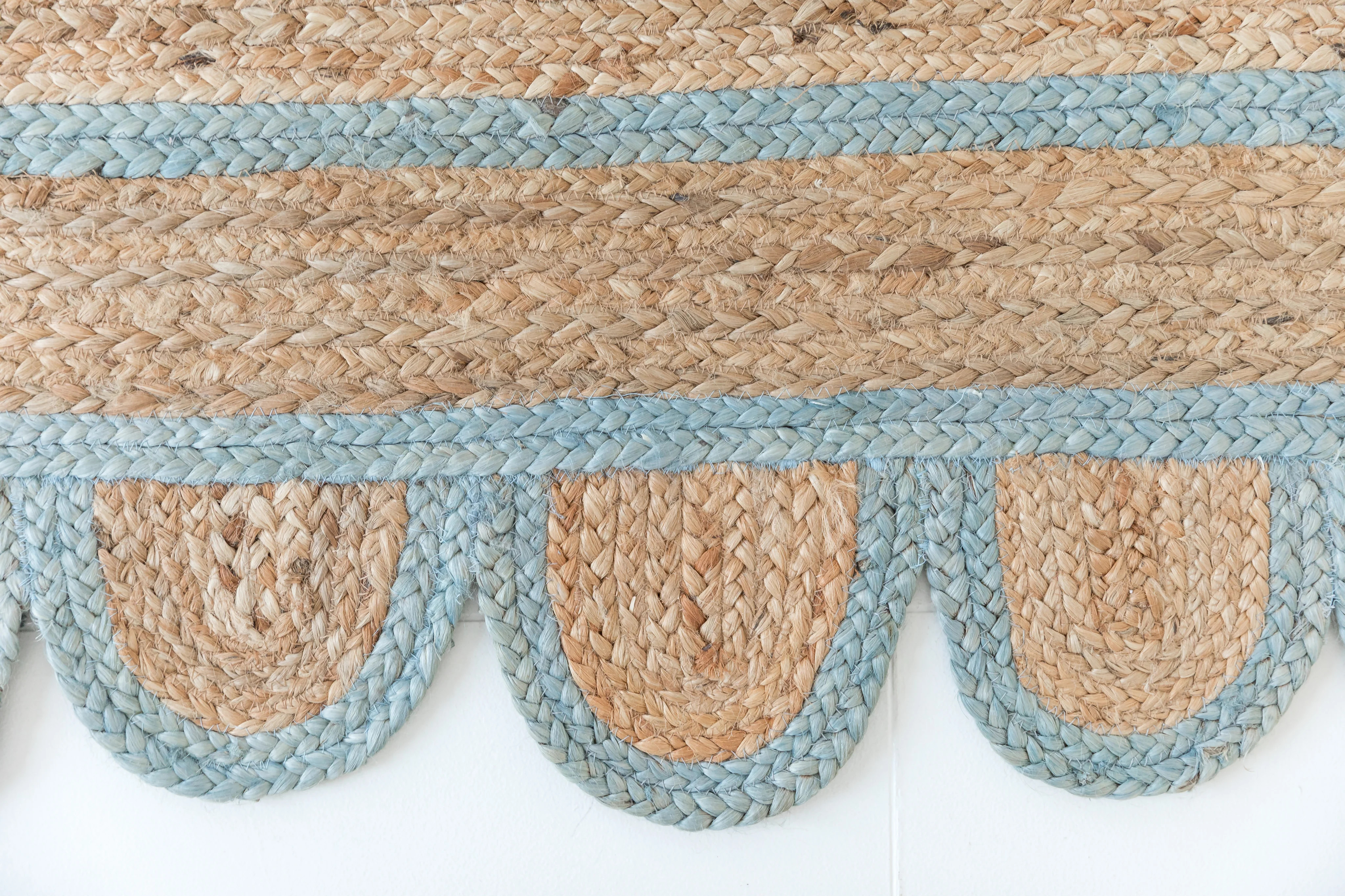 Sea Blue Scalloped Jute | Locust Lane Rugs