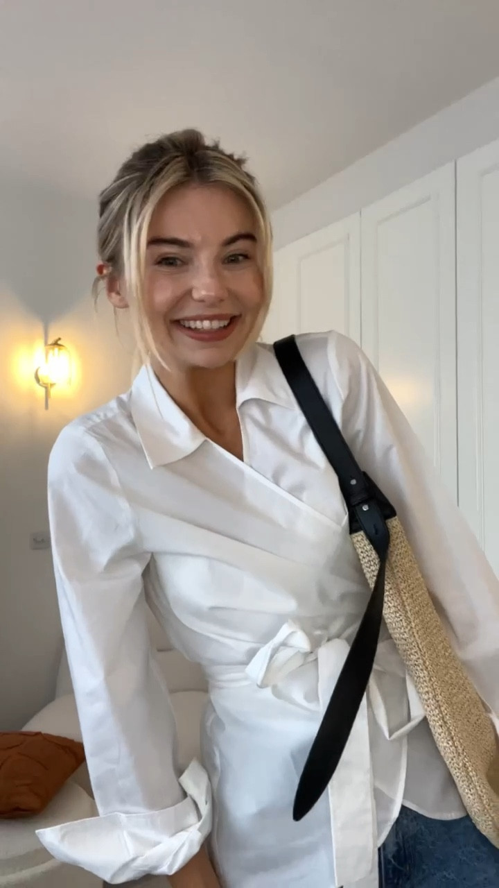 Long sleeve shirt, blue jeans, strap ballet flats, straw tote bag 

#LTKeurope #LTKSeasonal #LTKstyletip