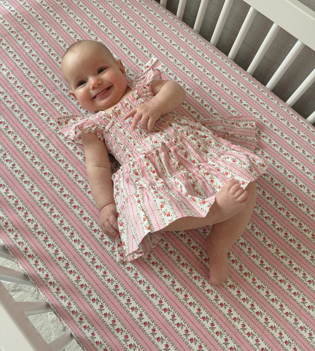 The Baby Ellie Nap Dress - Pink Floral Dot Stripe | Hill House Home US