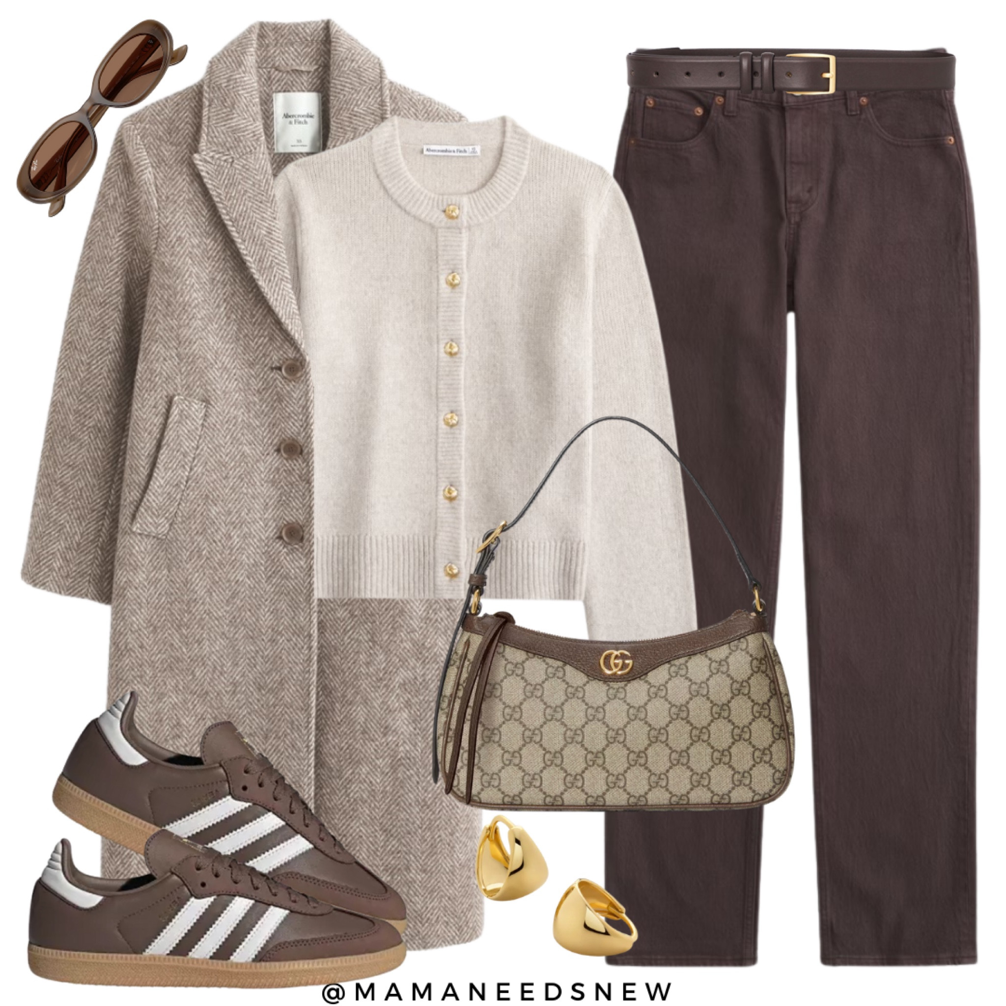 A fall outfit with brown jeans, neutral cardigan, coat and sneakers 🤎

#LTKShoeCrush #LTKSaleAlert #LTKSeasonal