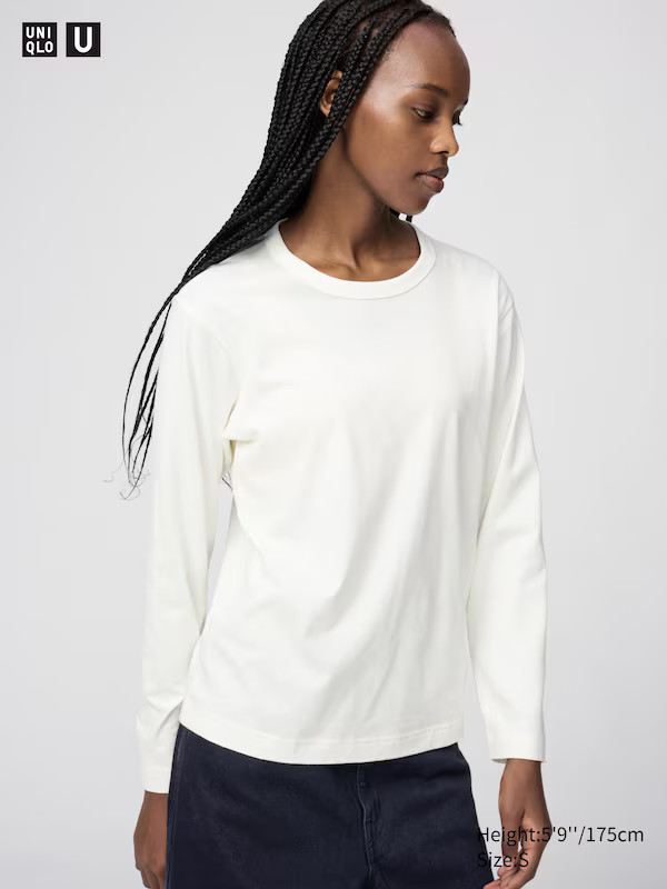 100% Supima Cotton T-Shirt (Long Sleeve) | UNIQLO (UK)