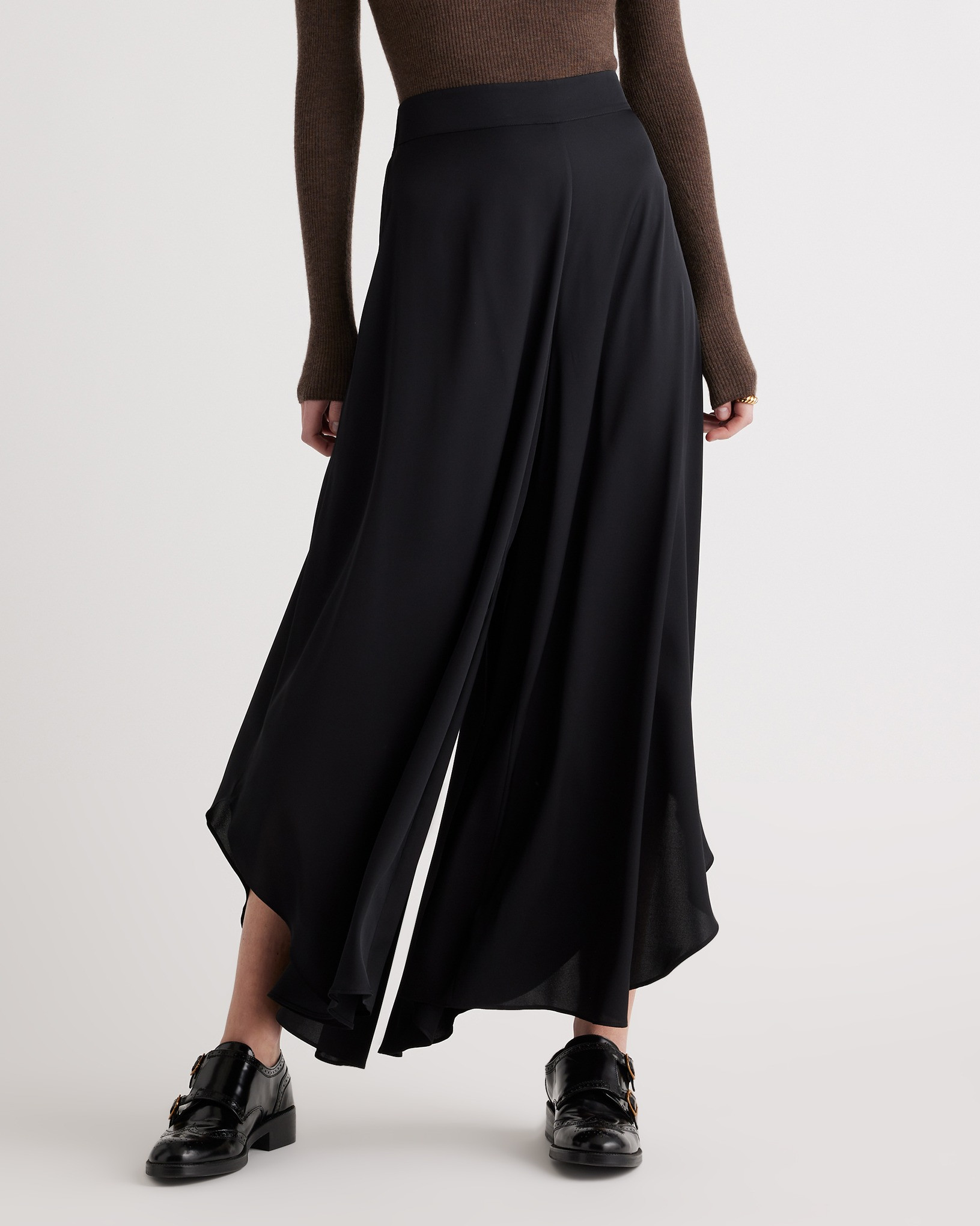 Quince | Women's Washable Stretch Silk Palazzo Pants in Black, Size Small, Mulberry Silk | Quince