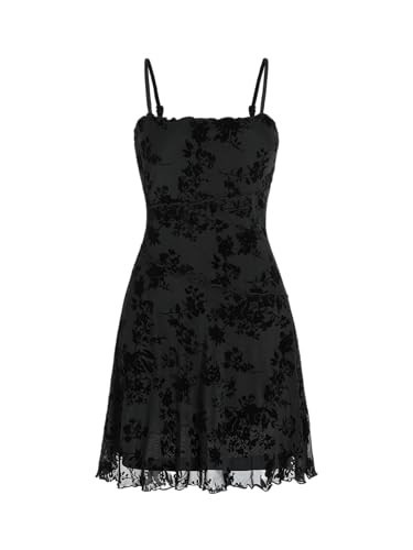 CIDER Floral Lace Mini Dress: Black, XXS | Amazon (US)