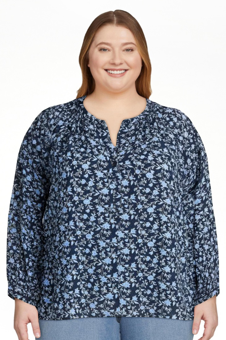 Terra & Sky Women's Plus Size Button Blouse with 3/4-Length Sleeves, Sizes 0X-5X | Walmart (US)