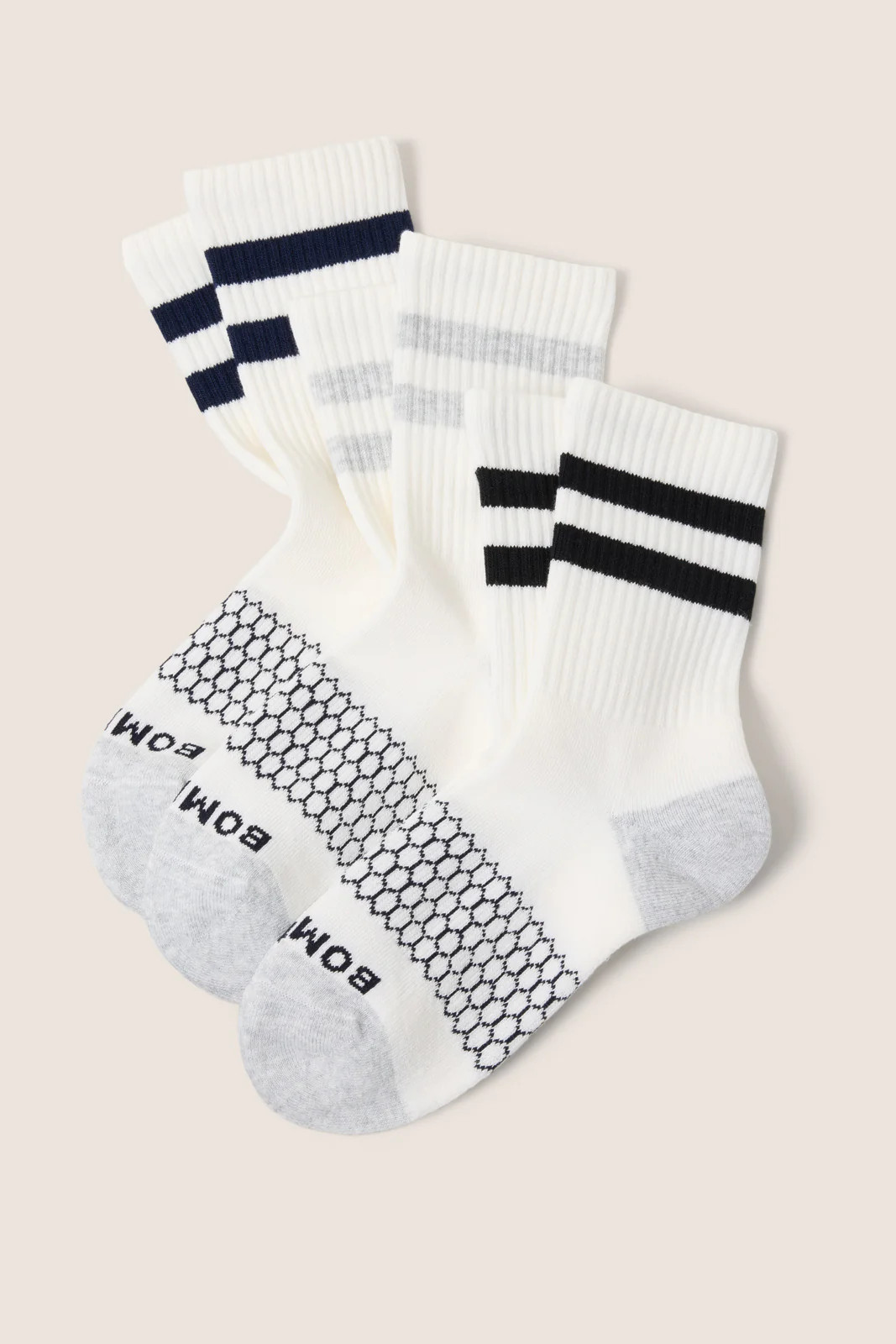 BOMBAS Women's Vintage Stripe Half Calf Socks Pack, Size Small, White | Evereve