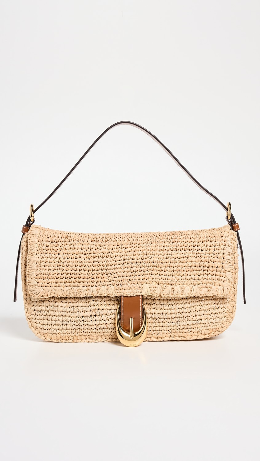 STAUD Harlow Raffia Shoulder Bag Natural/Tan One Size | Shopbop