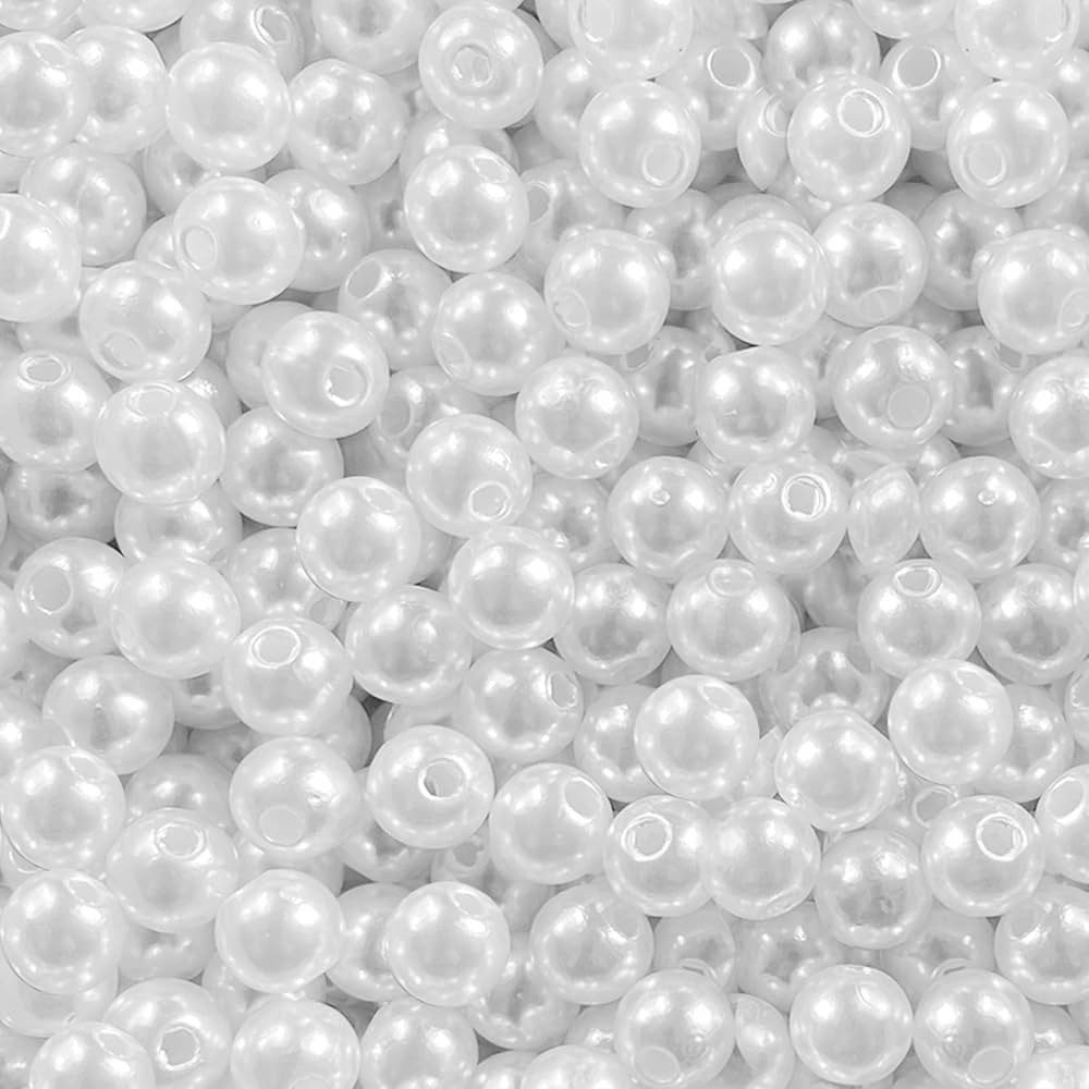 Pearl Beads for Jewelry Making - 1000 PCS 8mm White Pearls for Jewelry Making, Pearls for Crafts, Round Loose Pearls Beads with Hole for Necklaces Bracelets Earrings Choker Making | Amazon (US)