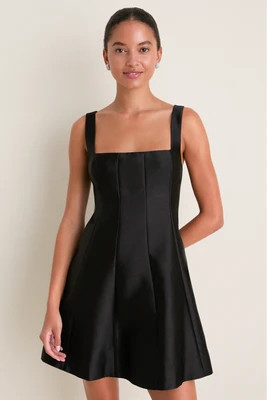 Black Dupioni Edith Mini Dress | Tuckernuck (US)