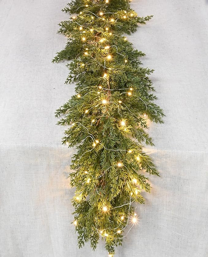 DearHouse 6Ft Pine Christmas Garland with 50 Led Lights, 6Ft WinterArtificial Greenery Garland fo... | Amazon (US)