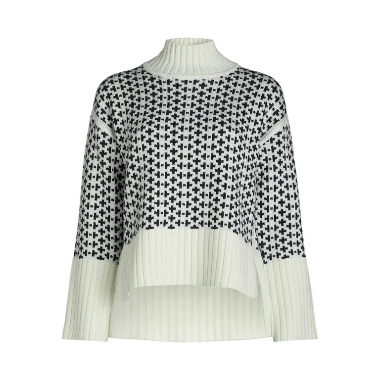 Free Assembly Women’s Mock Neck Sweater, Designer Inspired Sweater, Christmas Brunch, Casual OOTD | Walmart (US)